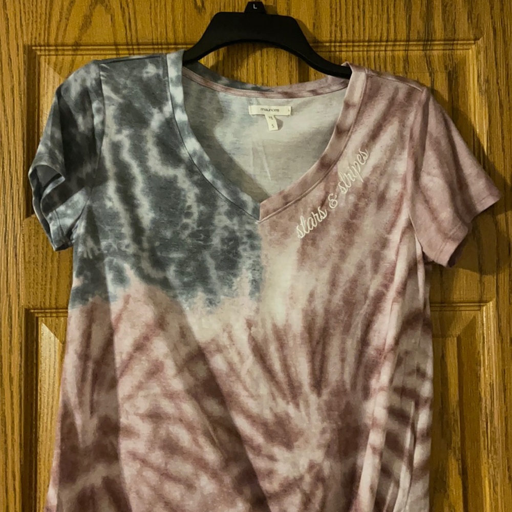Red, white & blue tie dye shirt